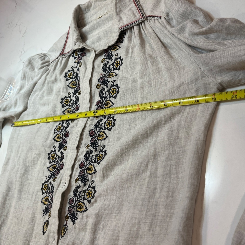 Max Studio Womens Embroidered Shirt Blouse Cotton Floral Prairie Cowgirl Boho LG - Picture 12 of 12